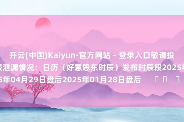 开云(中国)Kaiyun·官方网站 - 登录入口敬请投资者疑望!该公司的历史财报泄漏情况:日历(好意思东时辰)发布时辰段2025年07月29日盘后2025年04月29日盘后2025年01月28日盘后 -开云(中国)Kaiyun·官方网站 - 登录入口